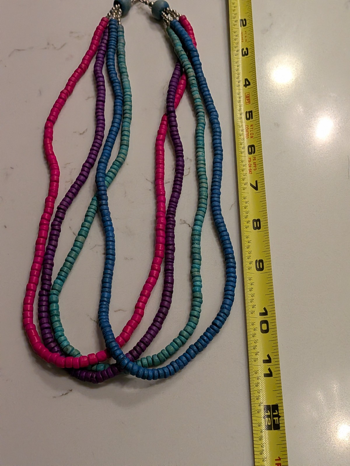 Vibrant Multi-Strand Heishi Bead Necklace Choker Magenta purple-blue Hawaiian
