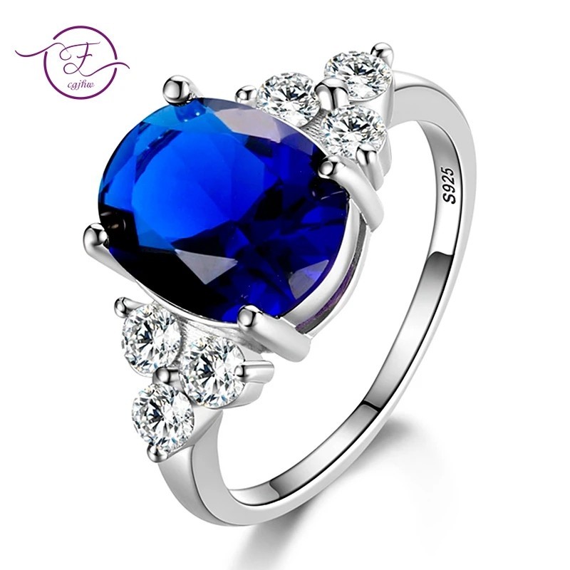 Sterling 925 Silver Women Ring Oval Zircon Engagement , Anniversary, Gift