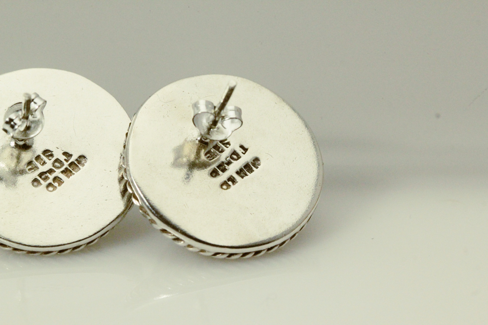 Round Puffy 925 Sterling Silver Mexico Post Earrings 13.3 grams (EAR5598)