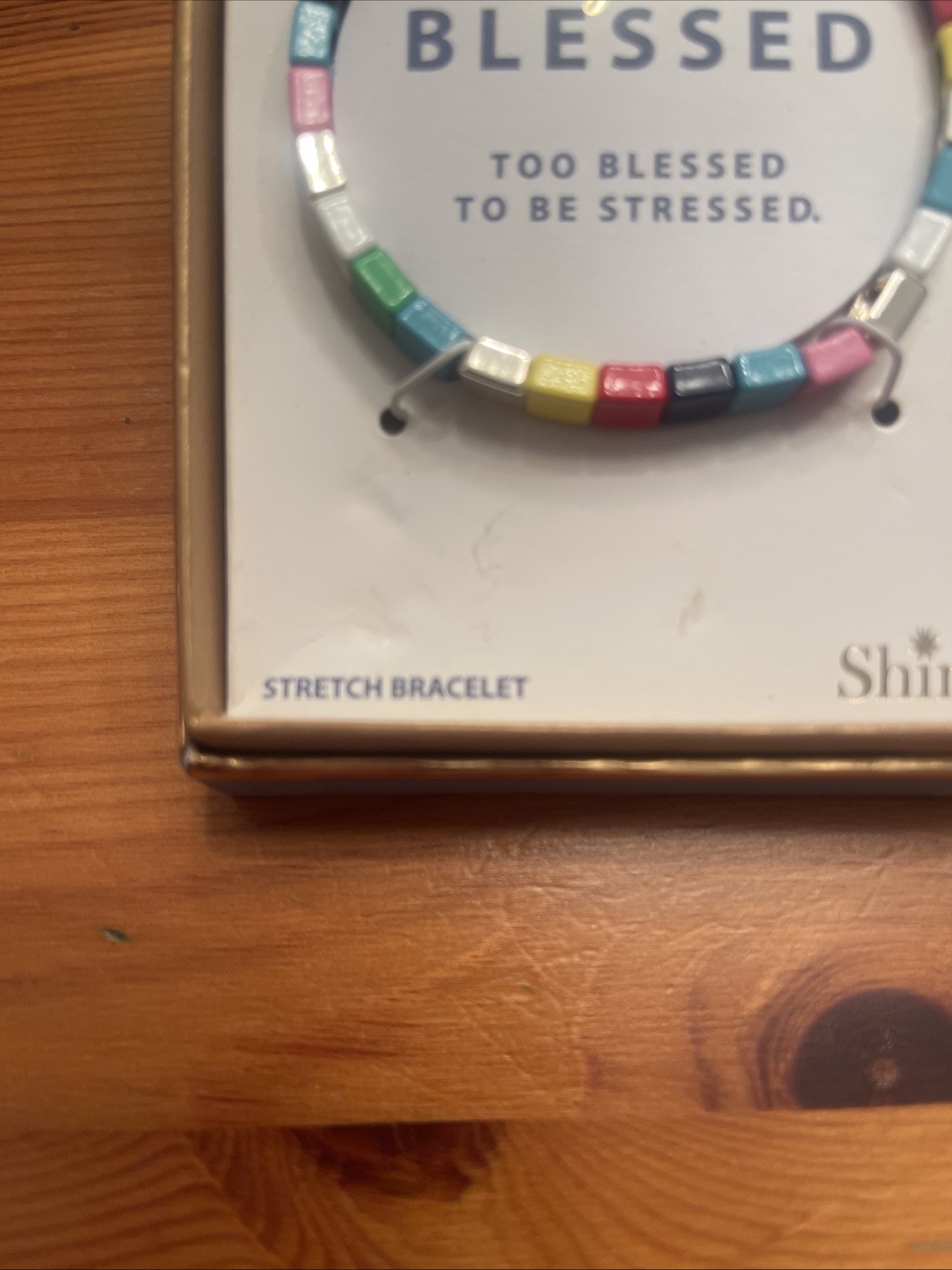 NWT Shine Inspirational Multicolored Beaded Stretch Bracelet “Blessed” Gift