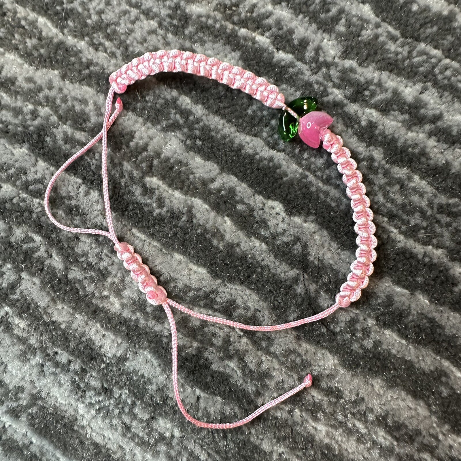 Handmade Lucky Pink Bracelet String Cord Thread Braided Knit Tulip Flower Rope