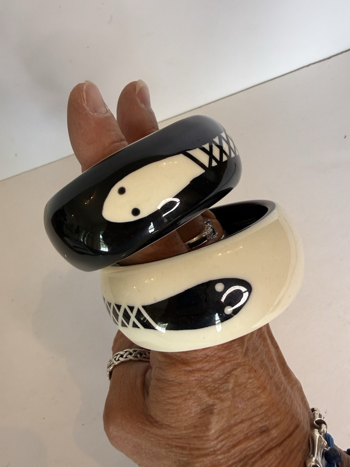 Vintage Black And White Bangles Snake Image 90’s