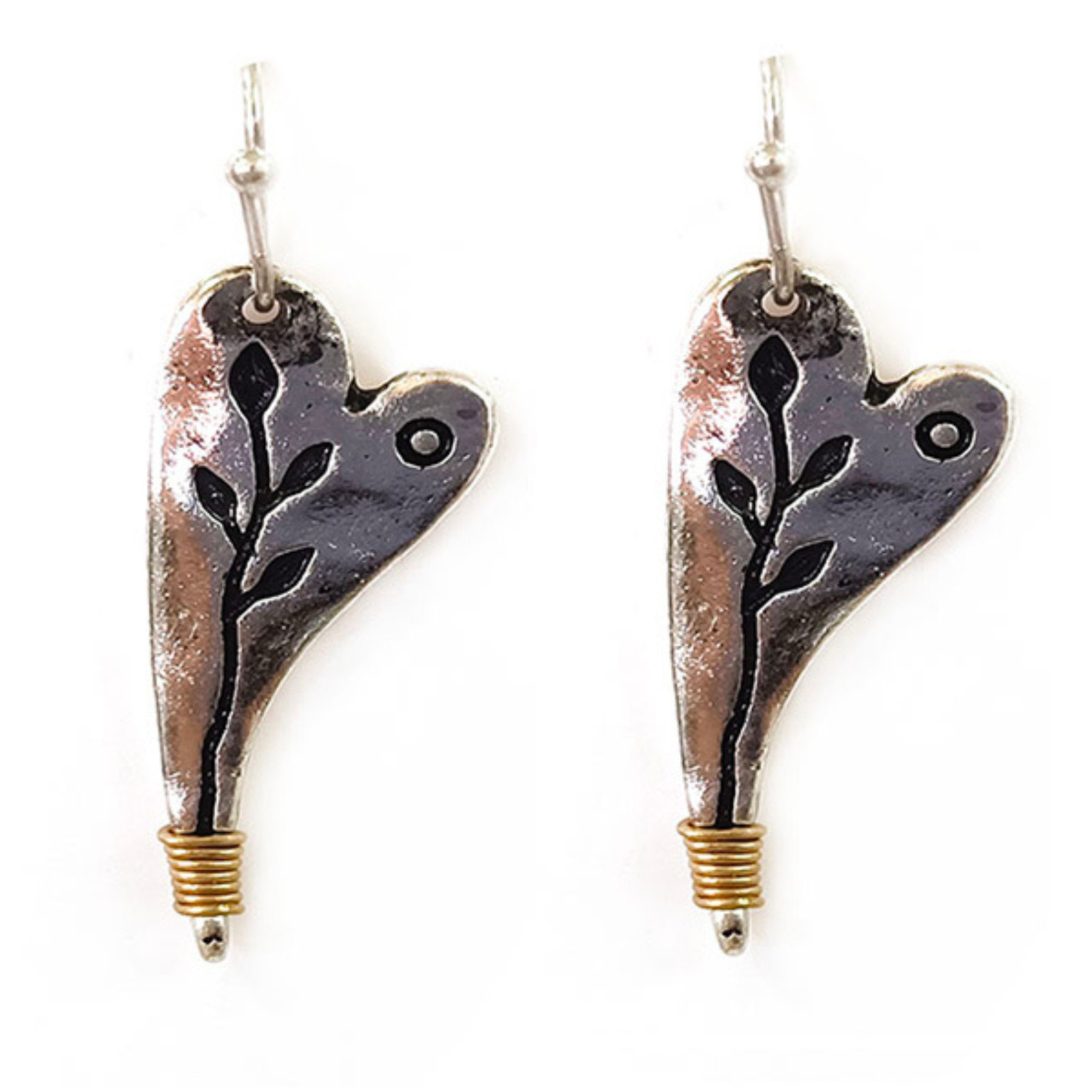 Wire Wrapped Flower Dangle Earrings Silver
