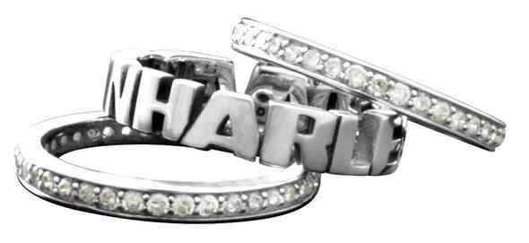 Harley-Davidson® 3 Ring Bling Stacking H-D Script Rings Silver 179 HDR0294