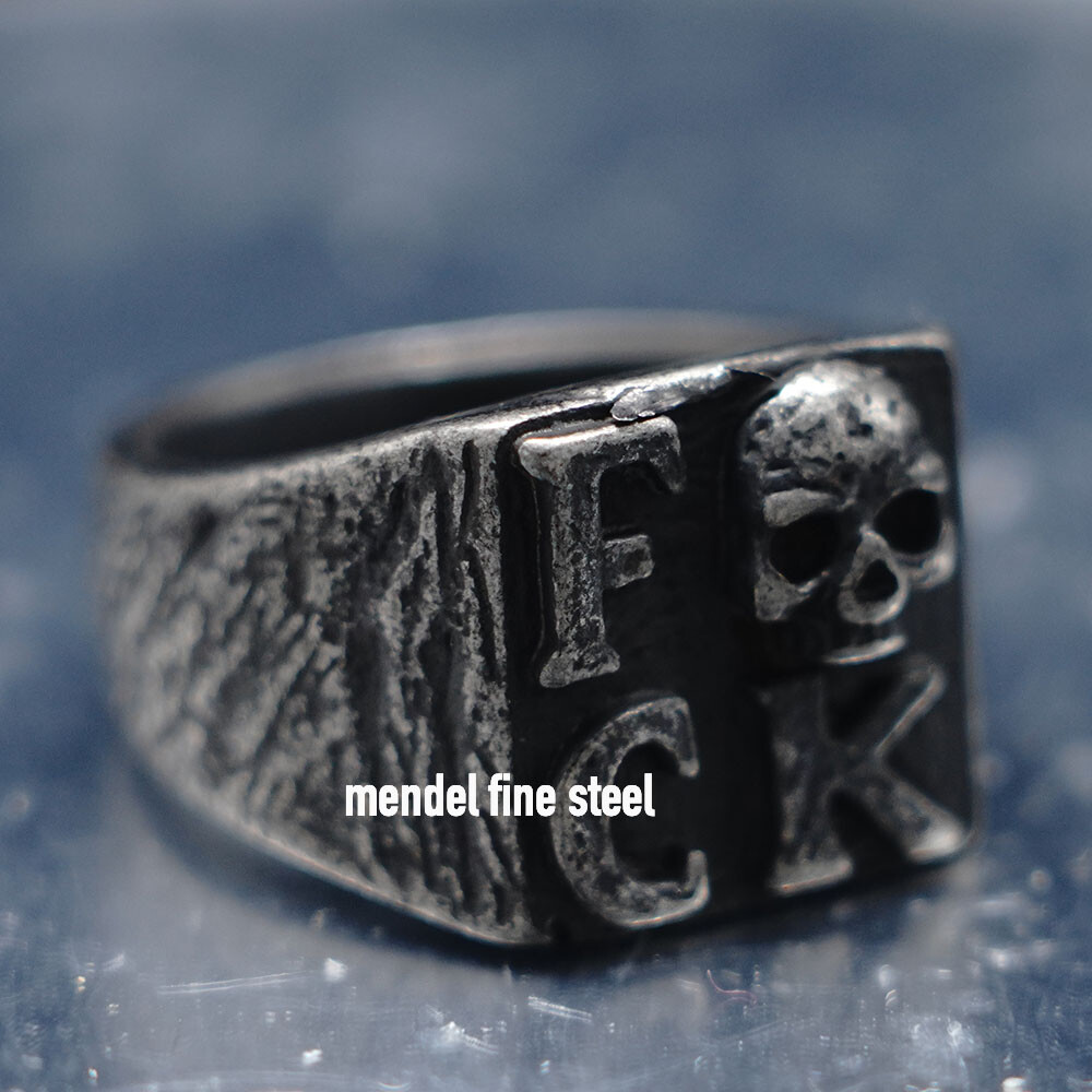 MENDEL Mens Gothic Black Punk Biker Skull Square Ring Stainless Steel Size 7-15