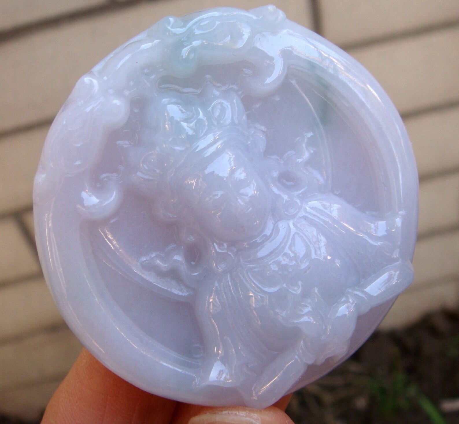 Certified Grade A Natural Fei cui 翡翠Jade jadeite Guanyin Kwanyin Dragon Pendant