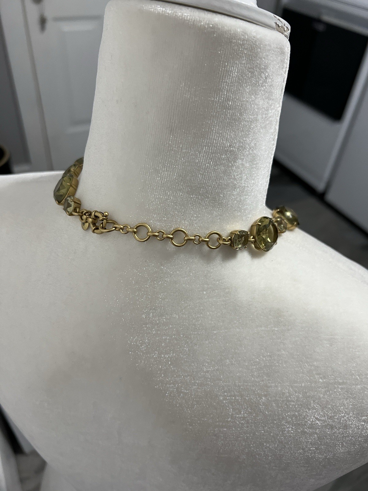 Vintage J. Crew Chunky Statement Necklace Green Stones