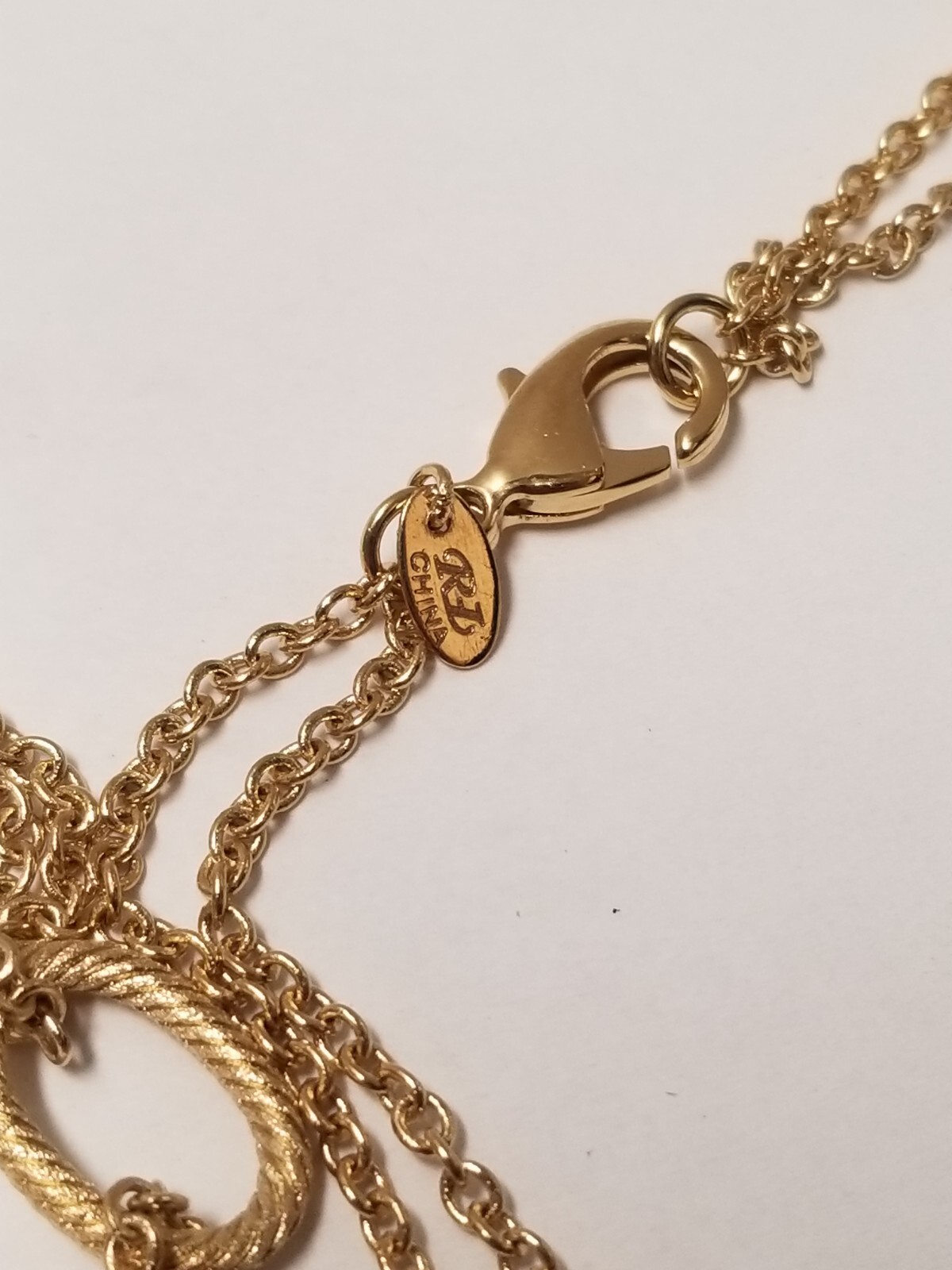 Ruka 18K Gold Clad Statement Necklace w/ Glass Stone 38 inches