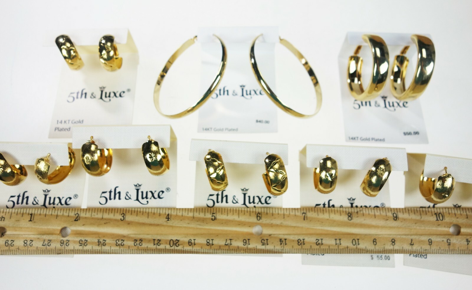 8 Pair 5th & Luxe Hoop 14kt Gold Plated Pierced Earrings
