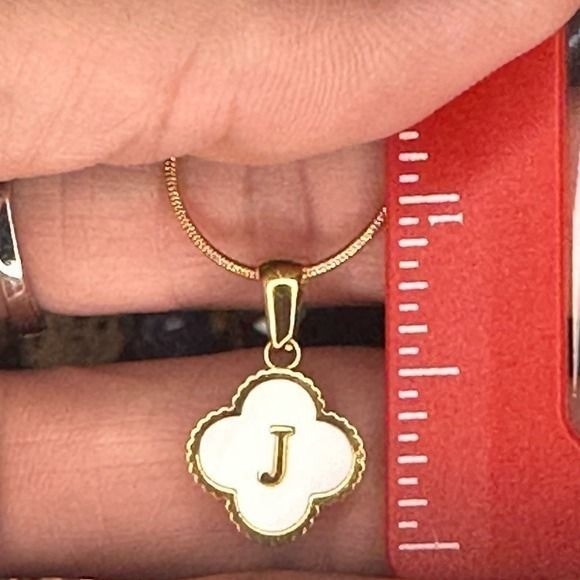 Gold Plated 18K Stainless Steel Initial Z Mother Of Pearl Pendant 18″ Necklace