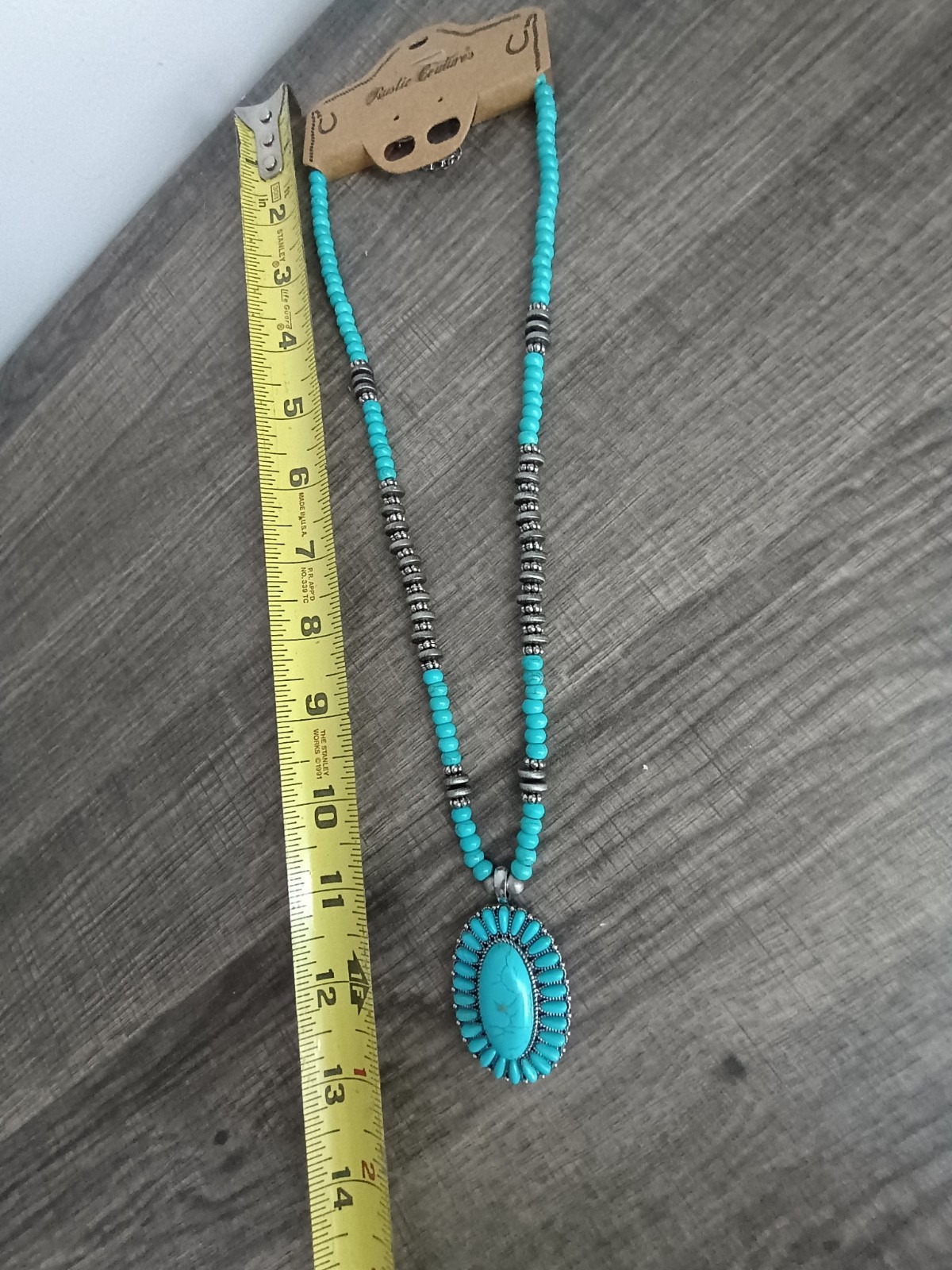 Rustic Couture Turquoise-like necklace pendent Western Core Cowgirl Boho NWT