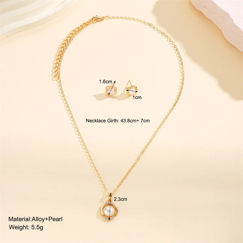 3pcs Shining Zircon Flower Jewelry for Sets Women Light Luxury Imitation
