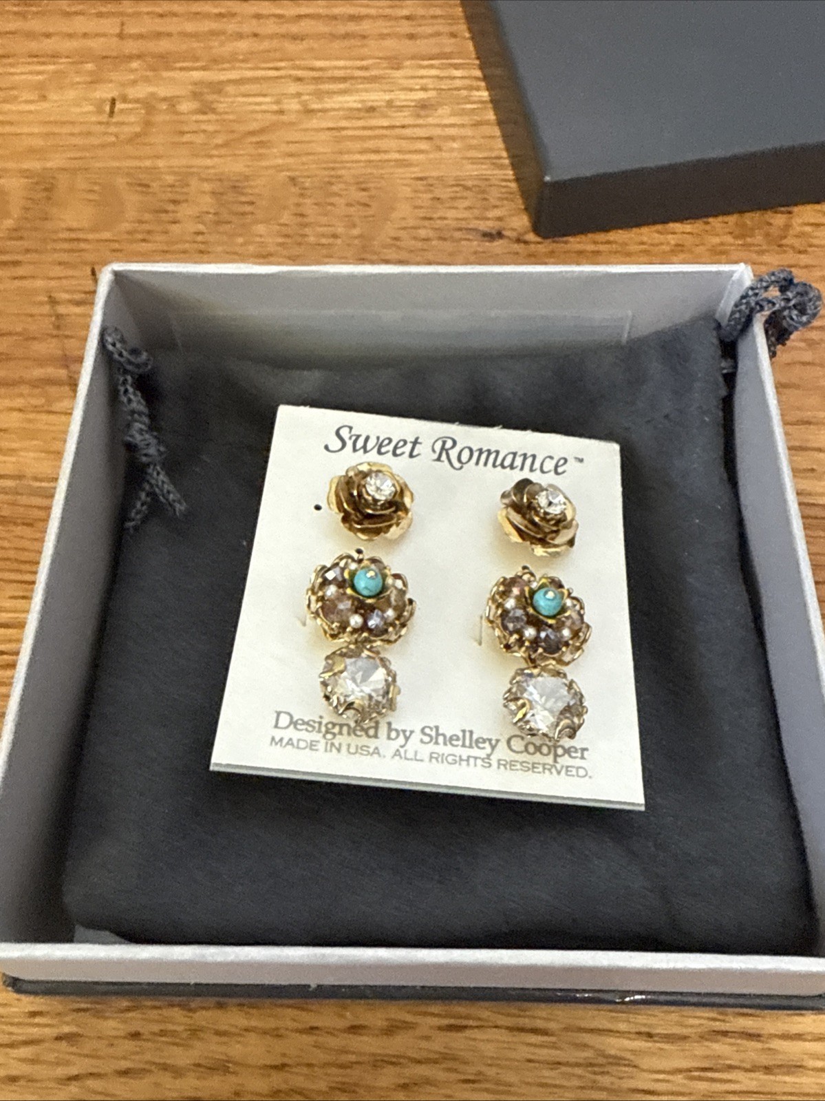 Sweet Romance Set of 3 Flower Style Post Earrings By Shelley Cooper New