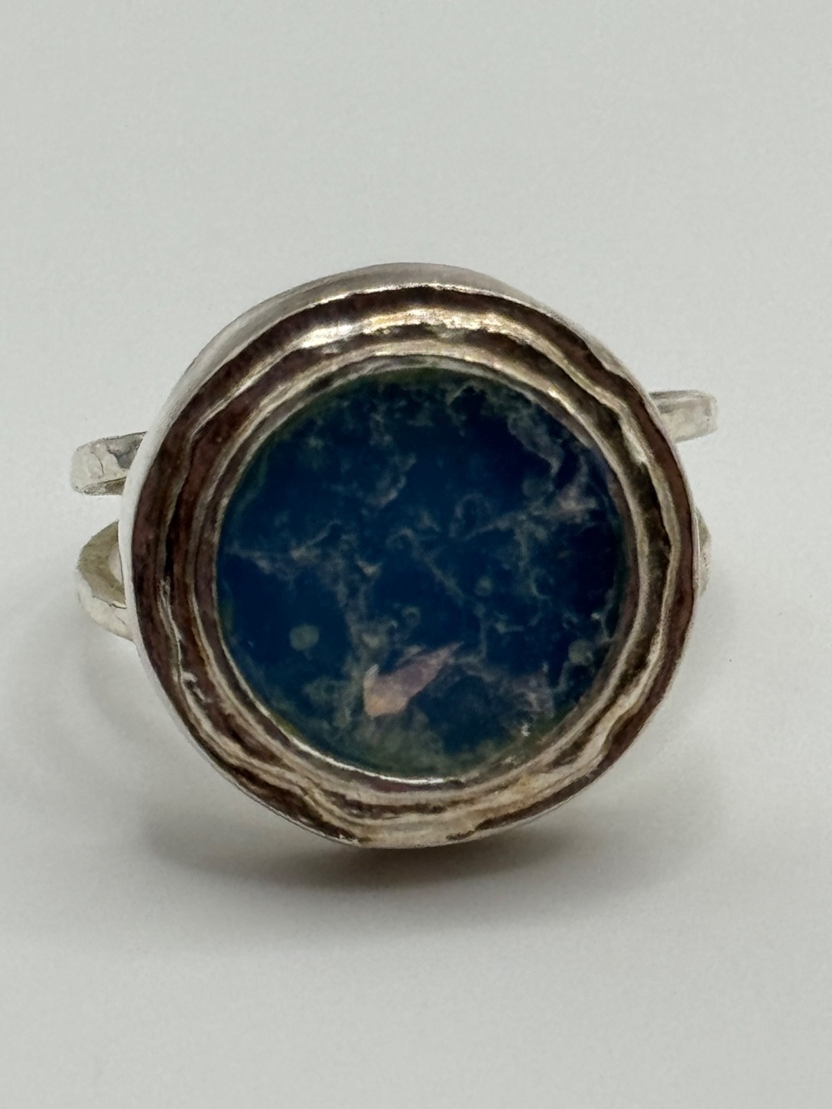 Luli Hamersztein Sterling Silver Roman Glass Ring Size 7