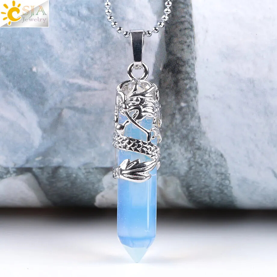 Dragon Crystals Necklace Stone Quartz Necklaces Natural Crystal Pendant Hexagon