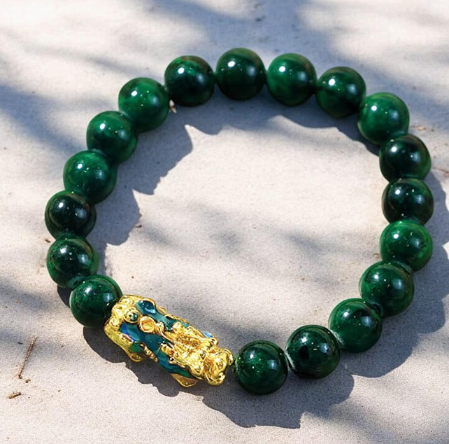 2025HOT Handmade Green Jade Gemstone Pixiu Bracelet Birthday Gift For Family