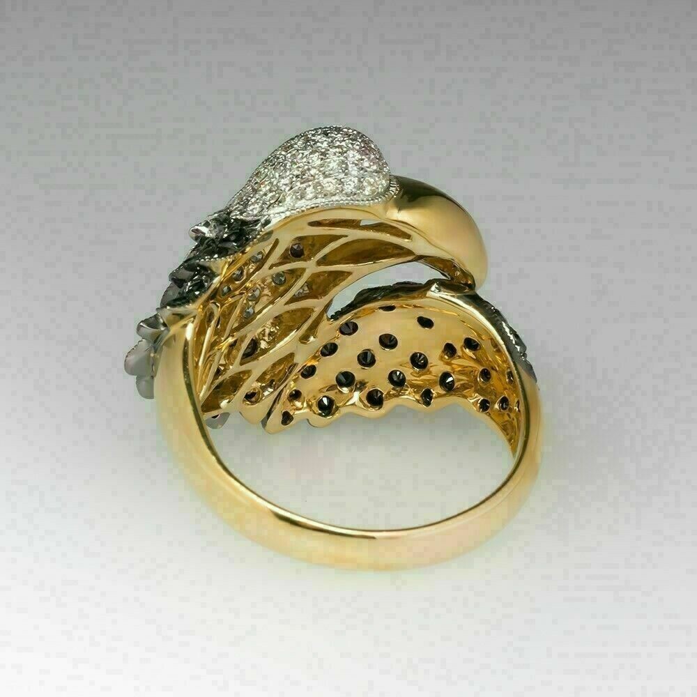 3Ct Round Cut Simulated Ruby Men’s Black Kite Ring 14k Yellow Gold Plated Silver