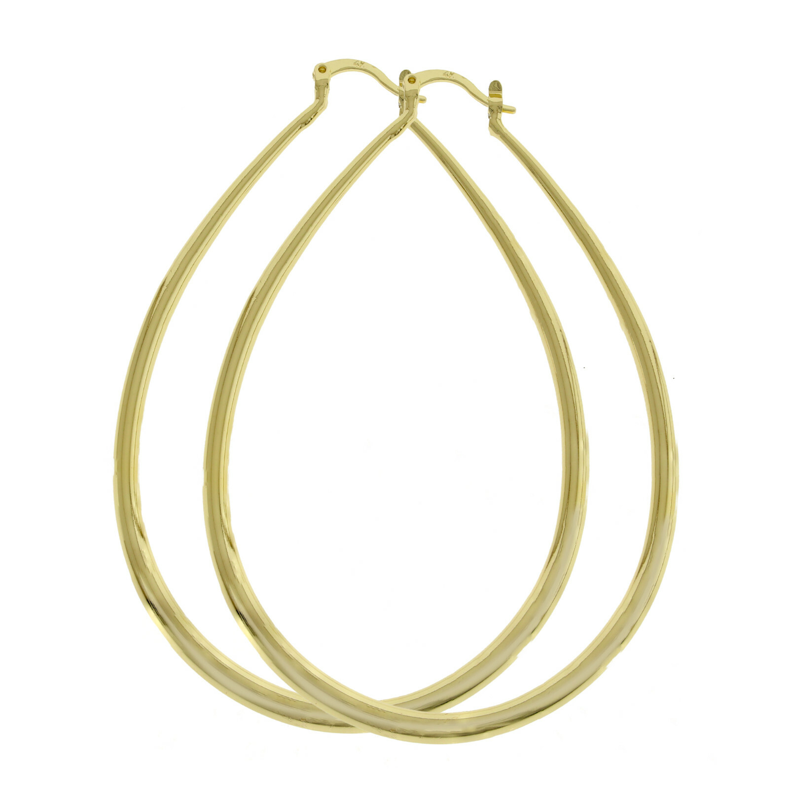 14K Gold Filled Medium Large XL Tear Drop Oval Shape Hoop Click Top Earrings