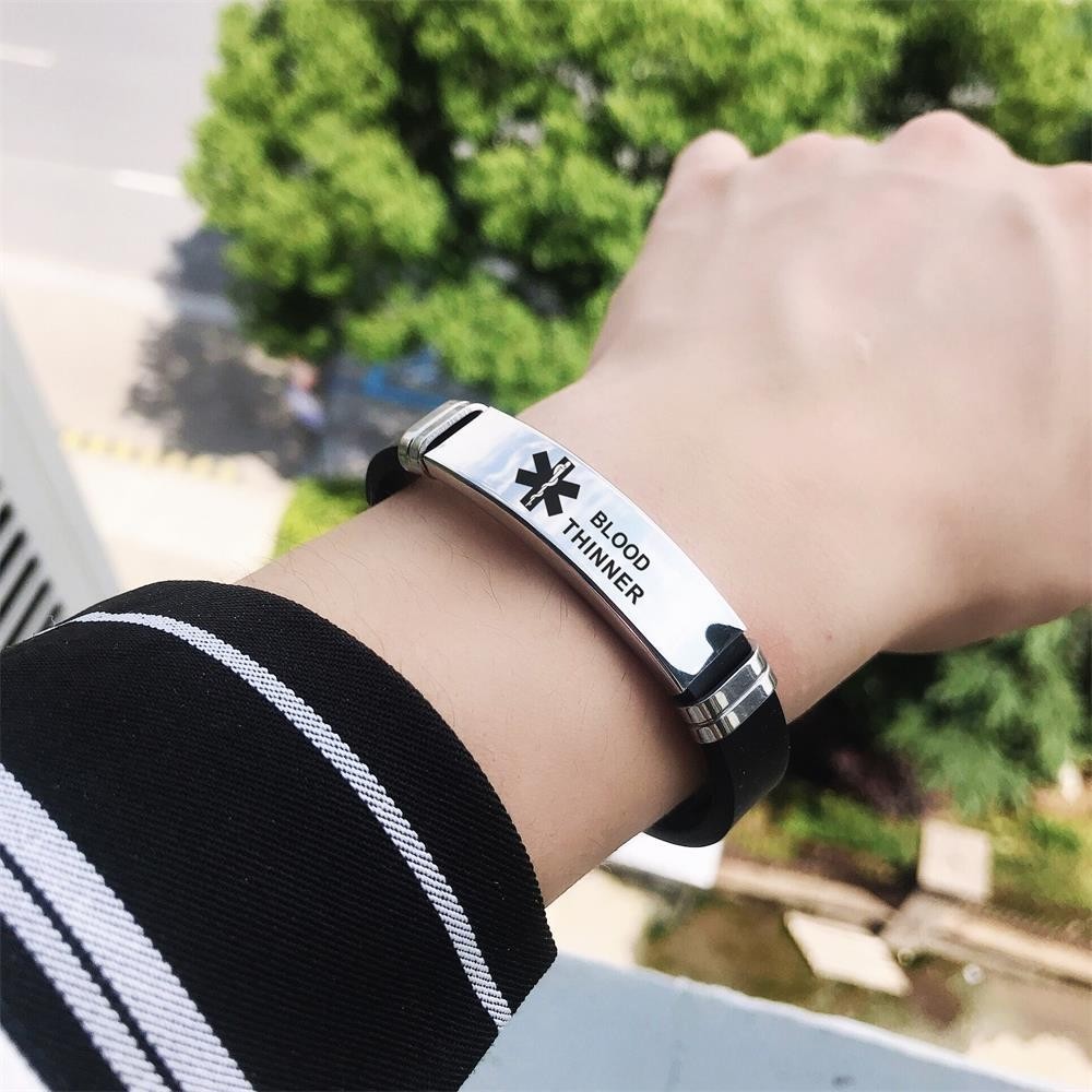 Silicone Medical Alert Wristband Personalized Customized Medical ID Bracelet