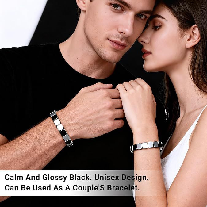 Hemys Hematite Bracelet for Men, 2pcs New Hemios bracelet Male Energy Jewelry US