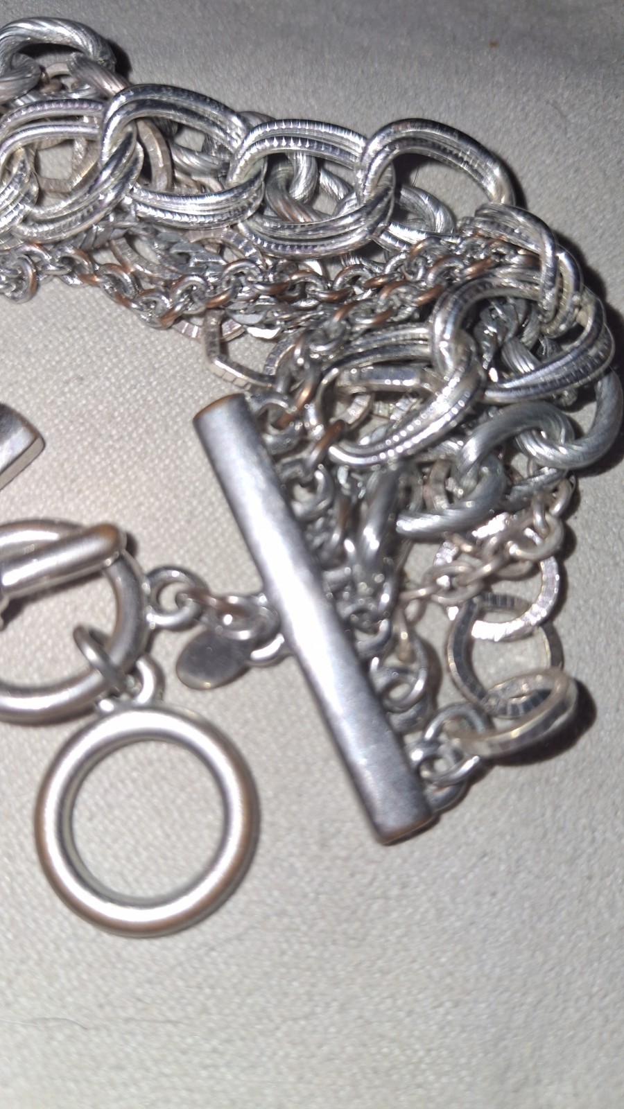 Silvertone Premier Designs Chain Toggle Bracelet 6-Strand Adjustable