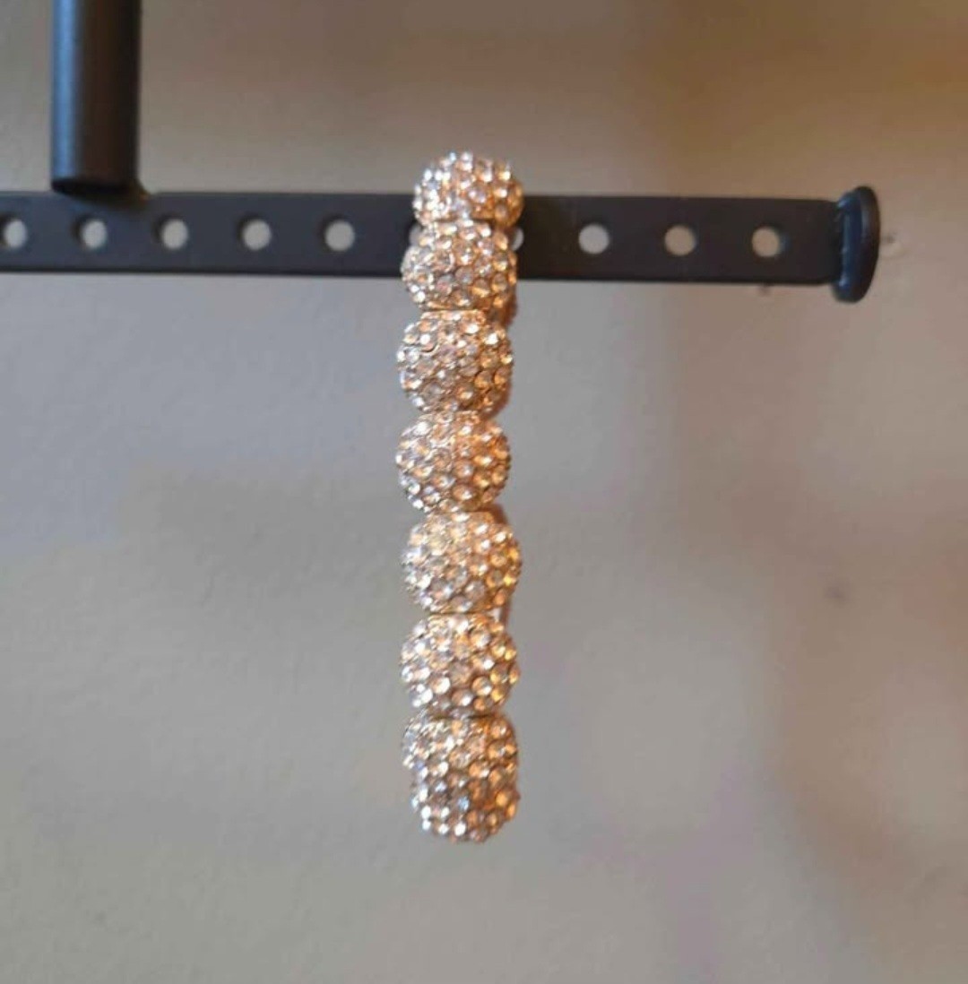 Jewelry Bundle Stretch Bracelet & Matching Silver Tone Hoop Drop Earrings