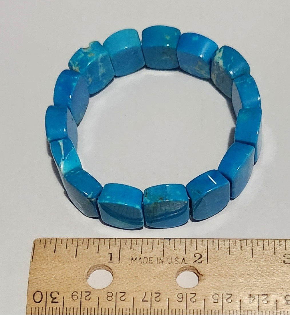 Turquoise Blue Magnesite Dome Stretch Bracelet