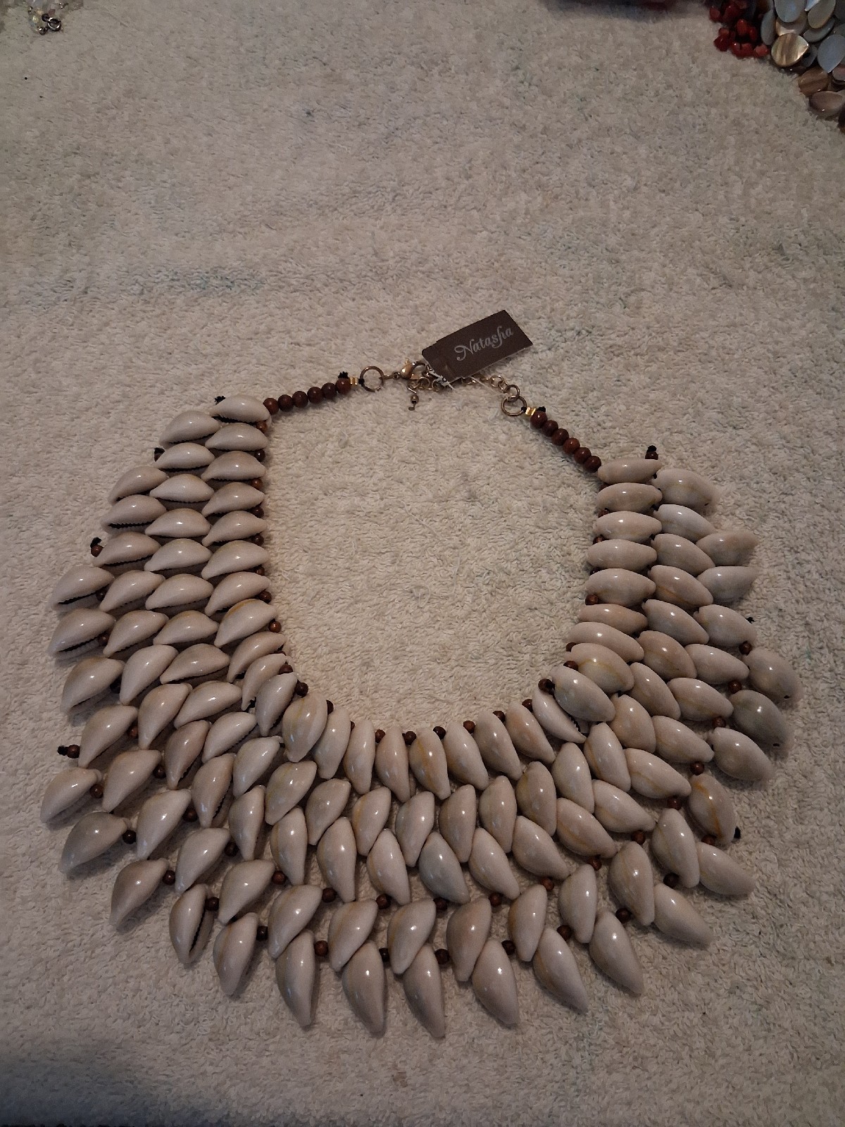 Statement Layered Cowrie Shell Bib 16″- 18″ Necklace By Natasha