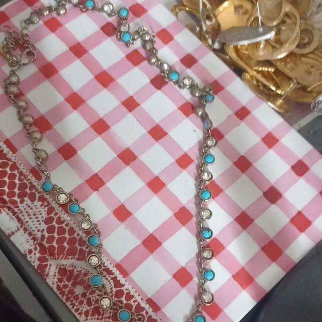 Allison Reed turquoise and rhinestone necklace