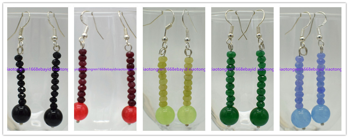 2x4mm & 10mm Multicolor Gemstone Rondelle Round Beads Dangle Earring AAA+
