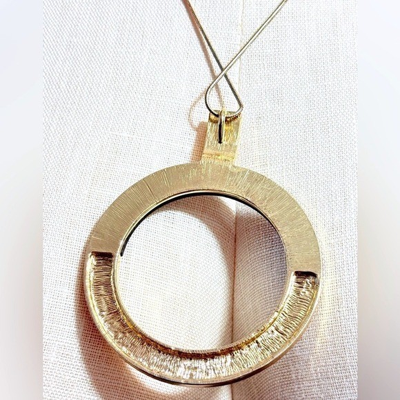 Gold and Black Round Pendant Necklace – Women Jewelry 29″ can be shortened
