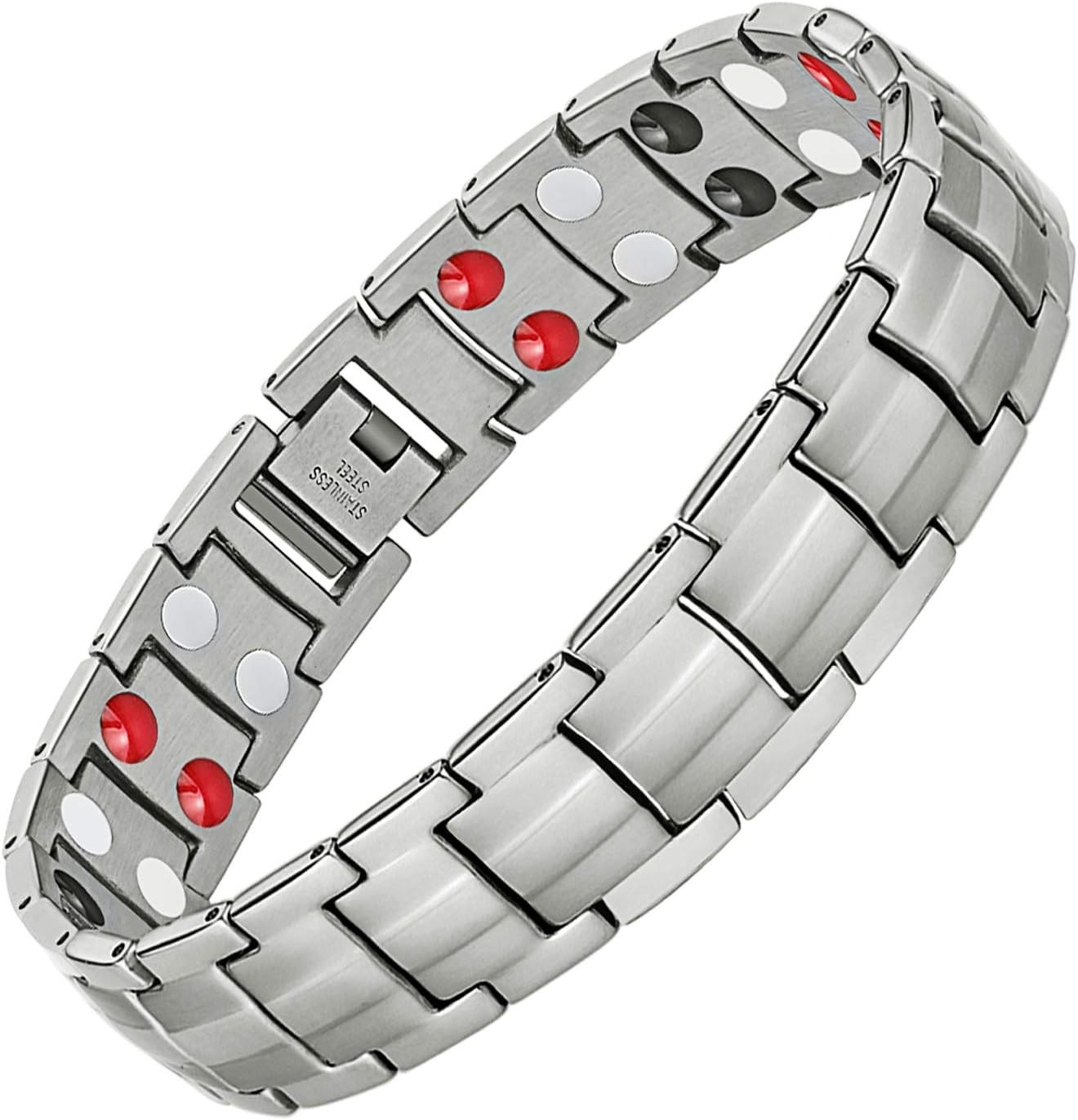 Feraco Mens Magnetic Bracelet Titanium Steel Magnetic Bracelet with Double Row 4