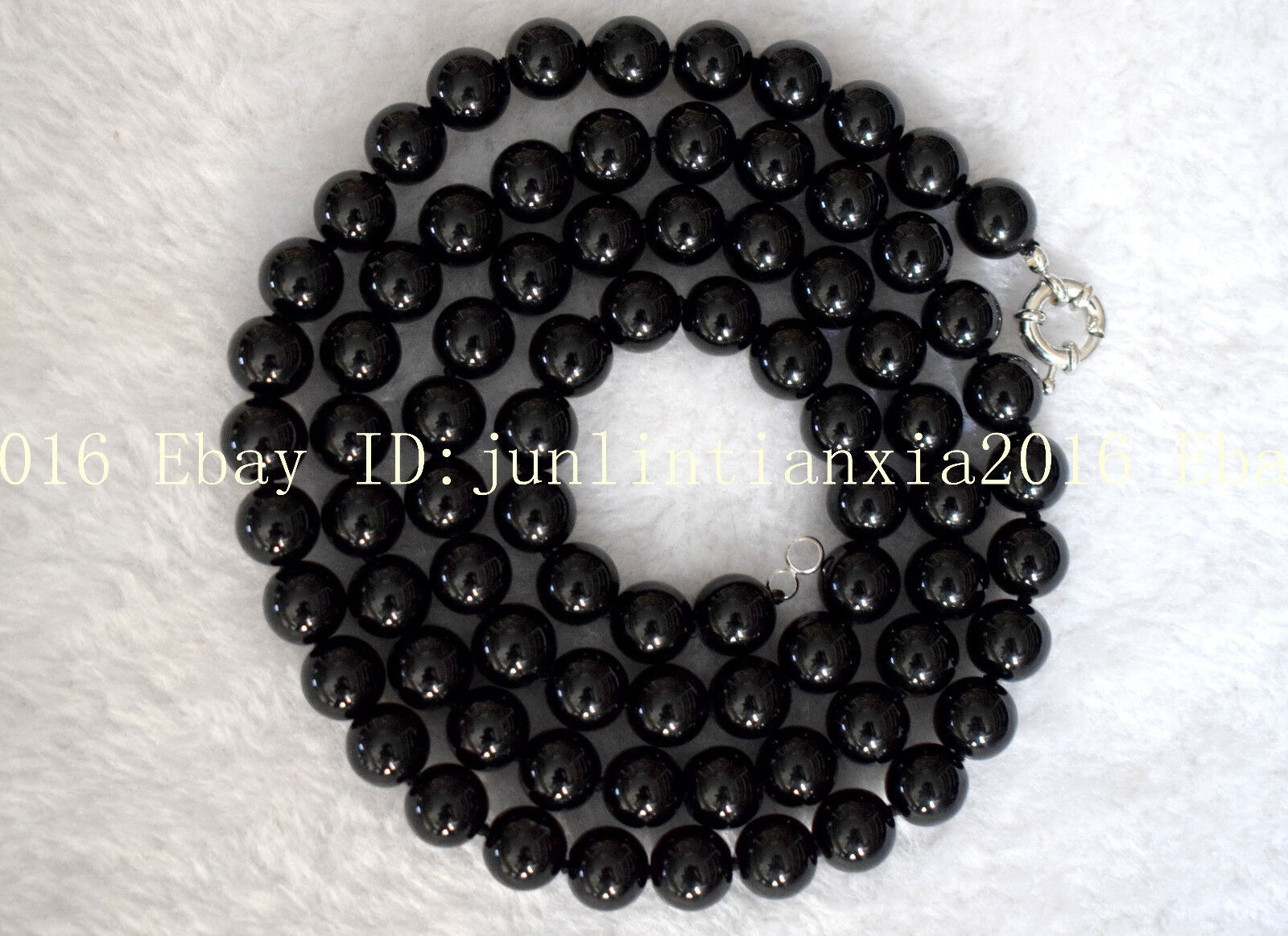 Natural 8mm-14mm Black Agate Onyx Gemstone Round Beads Necklace 24”-100” AAA