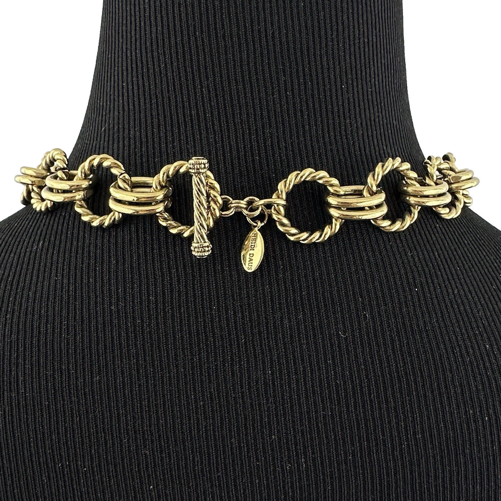 HEIDI DAUS gold-tone necklace – double-link twisted cable chain 19.5″ toggle