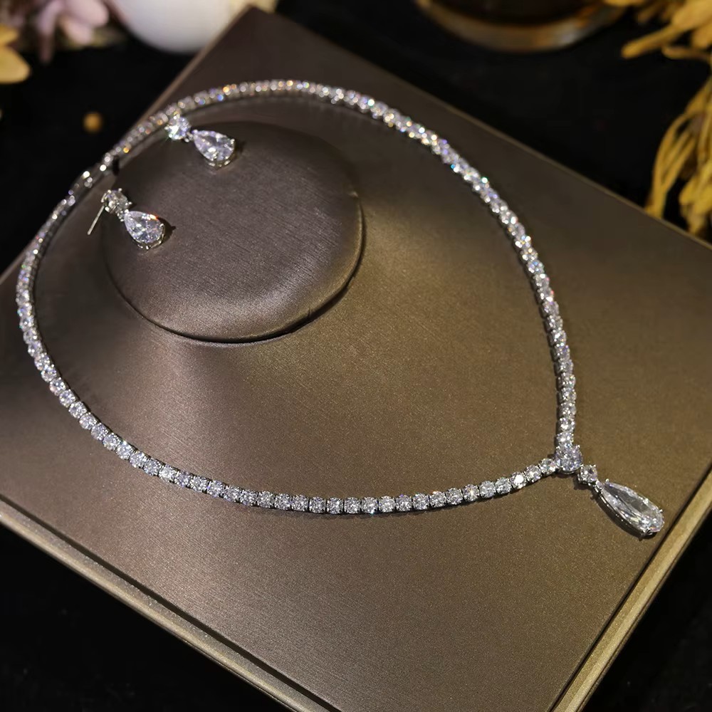 Simple 3A Zircon Drop Shape Women High Quality Party Bridal Wedding Jewelry