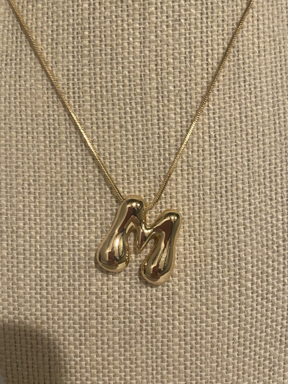 Anthropologie Bubble Monogram Initial ‘M’ Gold Necklace 14k gold-plated brass