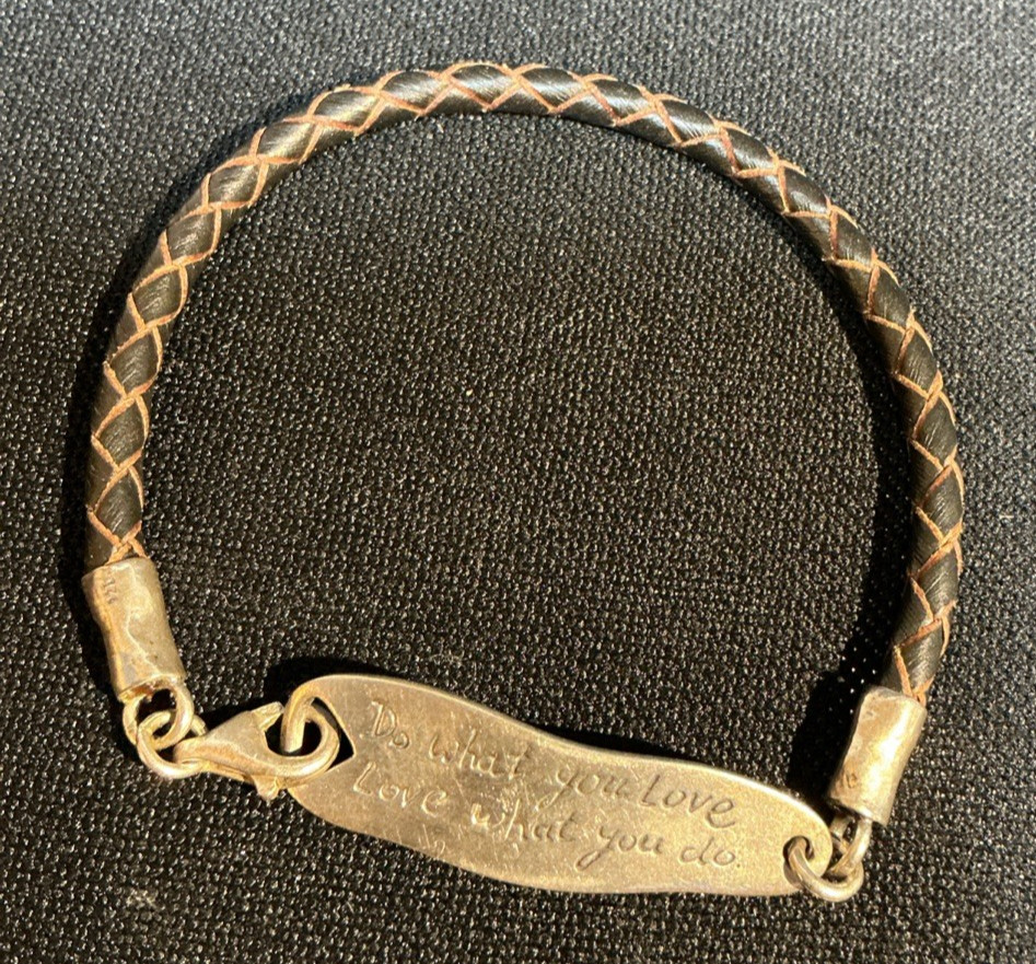 Vintage Do What You Love Didae Sterling Bracelet Leather Israel 7 1/2 inch