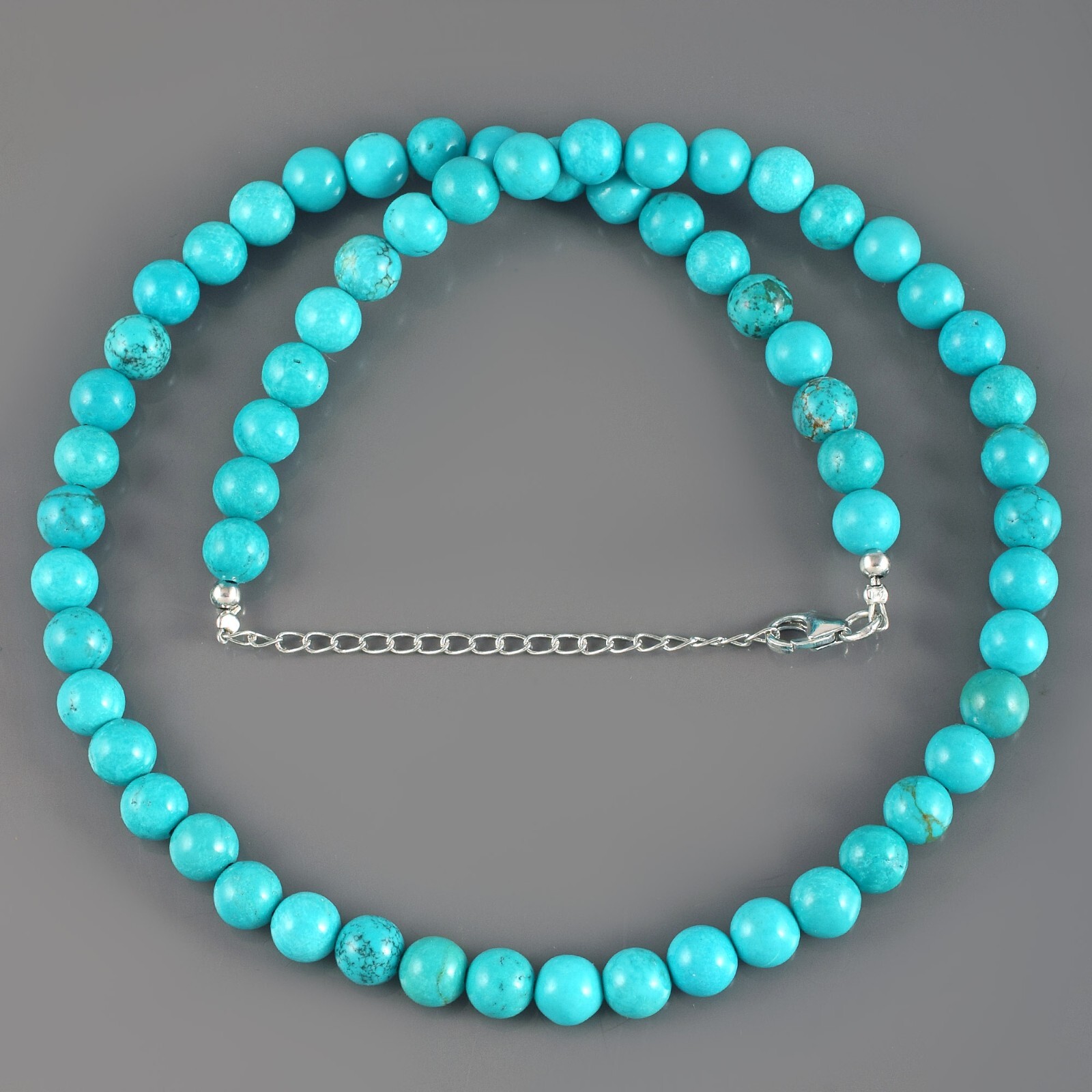 Natural 8mm Blue Turquoise Gemstone Beads 18″ 1 Strand Handmade Necklace