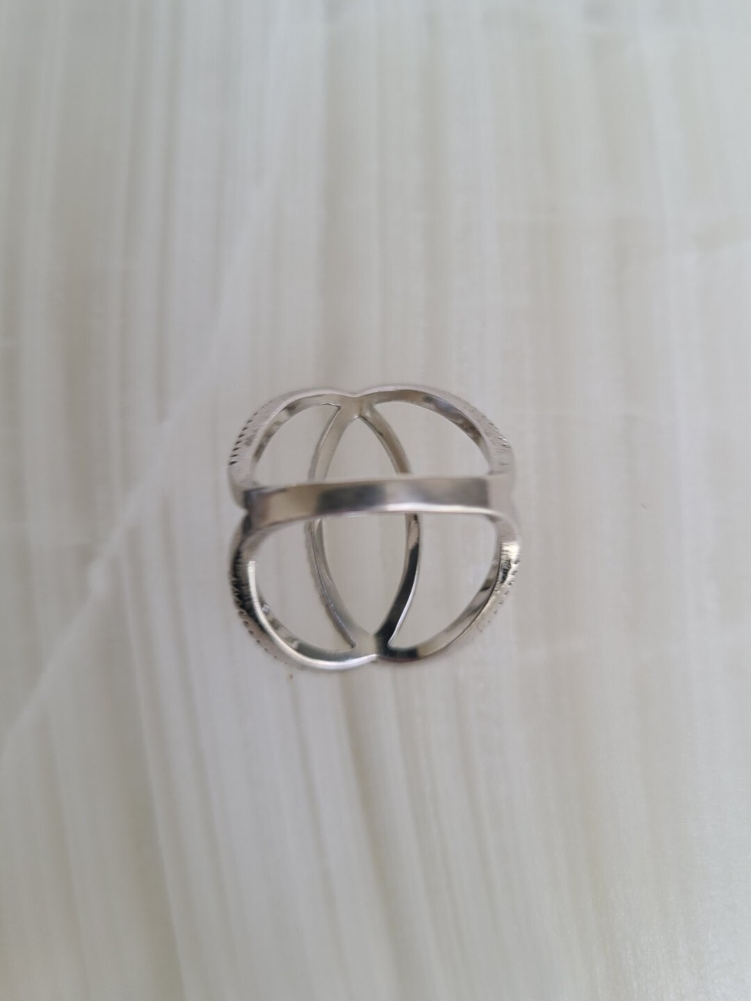 Designer BSI Sterling Silver 925 Ring Modern Double C Design Size 7