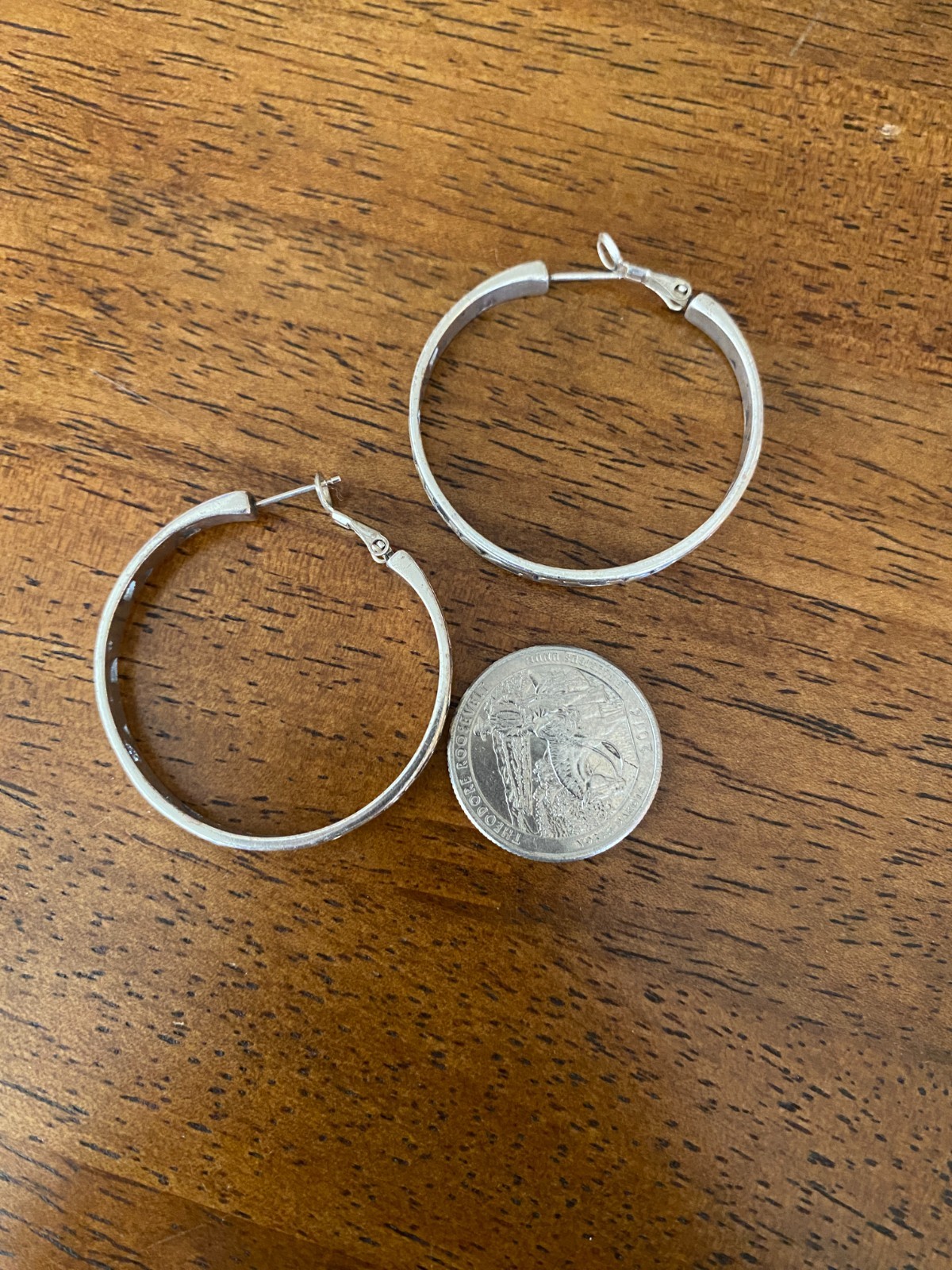 Brighton Contempo Large Hoop Earrings Silver Tone 1.5″ Long