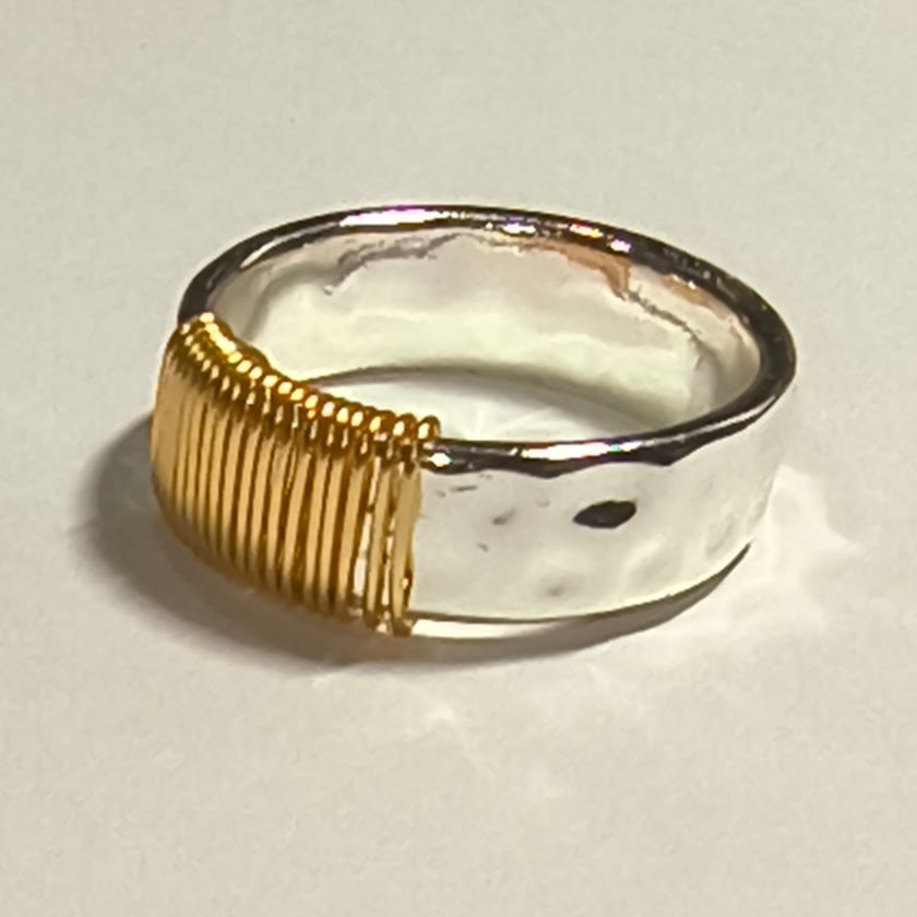 Silver and Gold Wire Wrapped Ring, Never Been Worn, Size 10