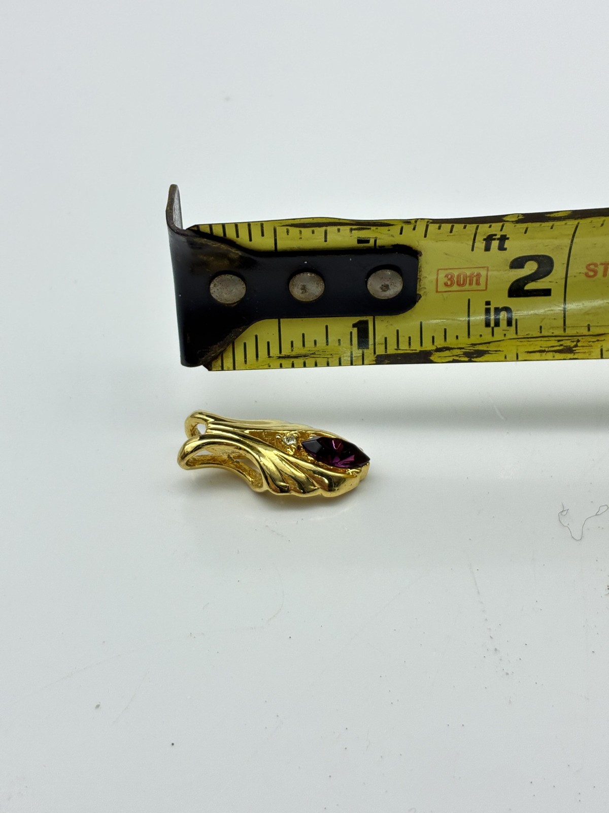 Purple Stone Pendant Charms Lot of 2 Gold Tone