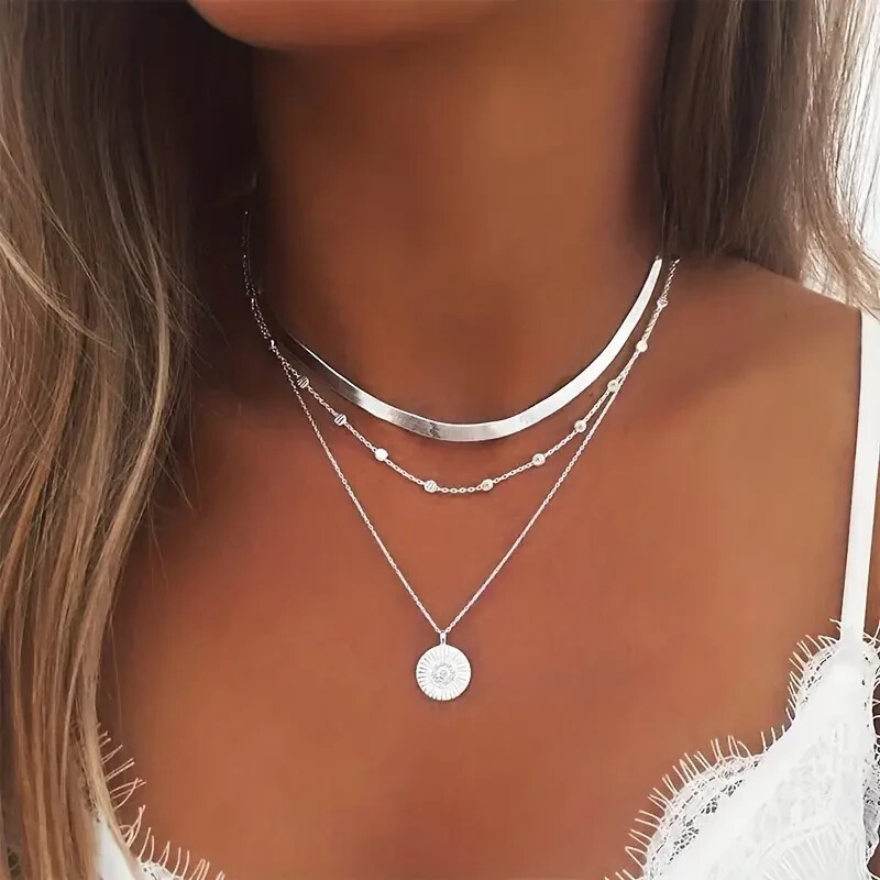 Simple Multi Layered Lotus Pendant Necklace