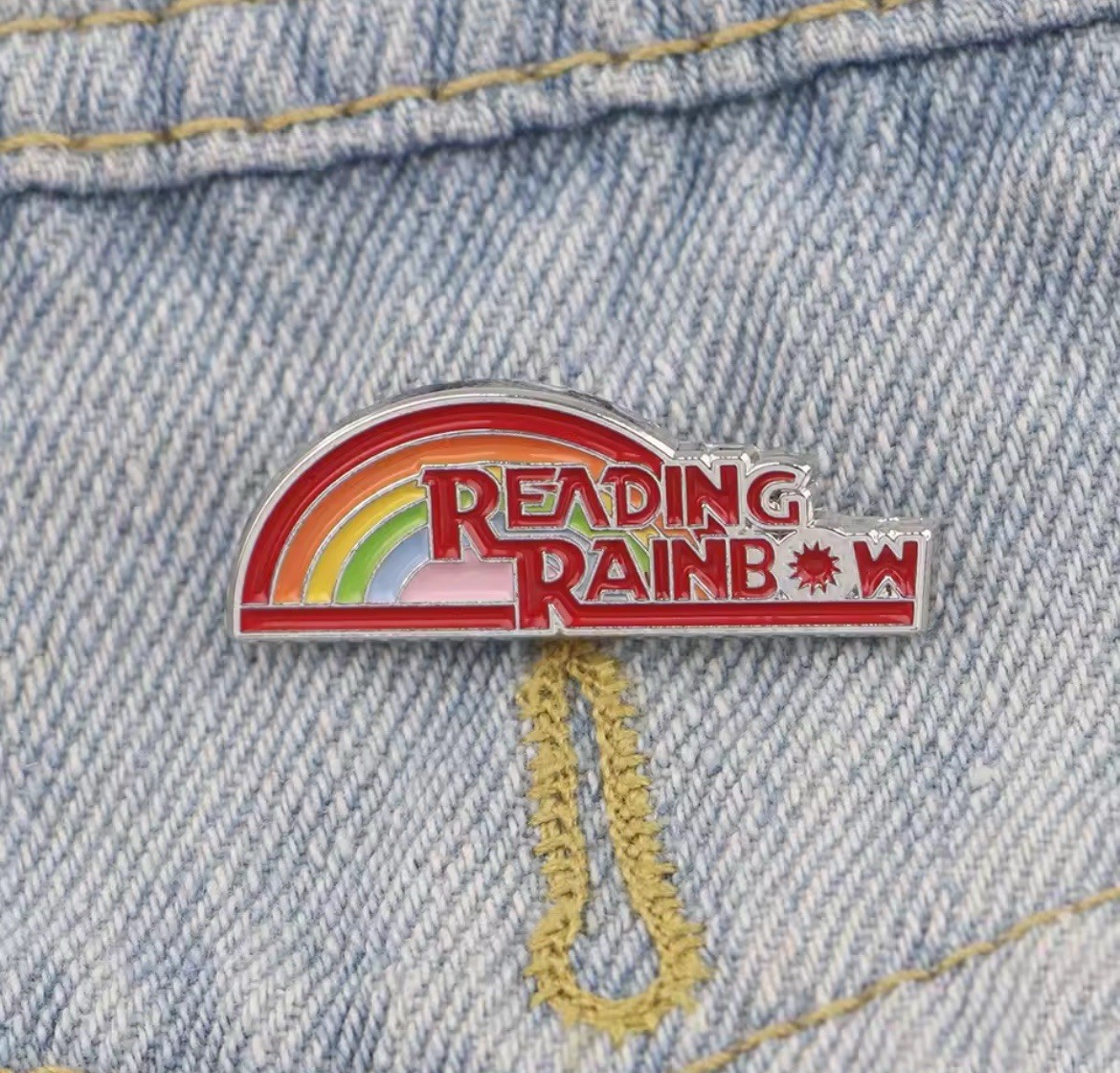 Reading Rainbow Pin Single Metal Reading Rainbow Rubber Pin Backer Nostalgia