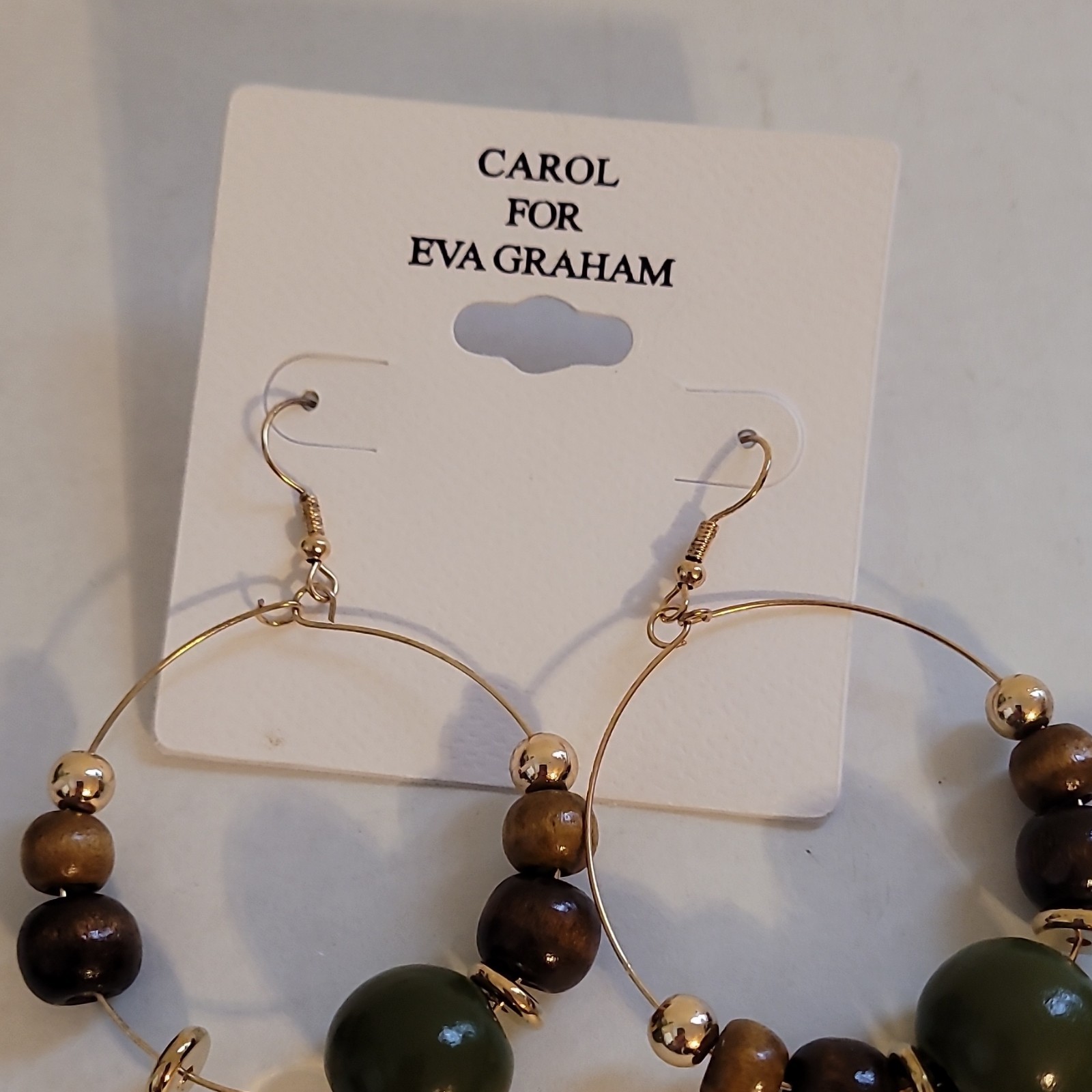 Carol for Eva Graham 3 Stretch Bracelets & Hoop Earrings Beaded Jewelry Set