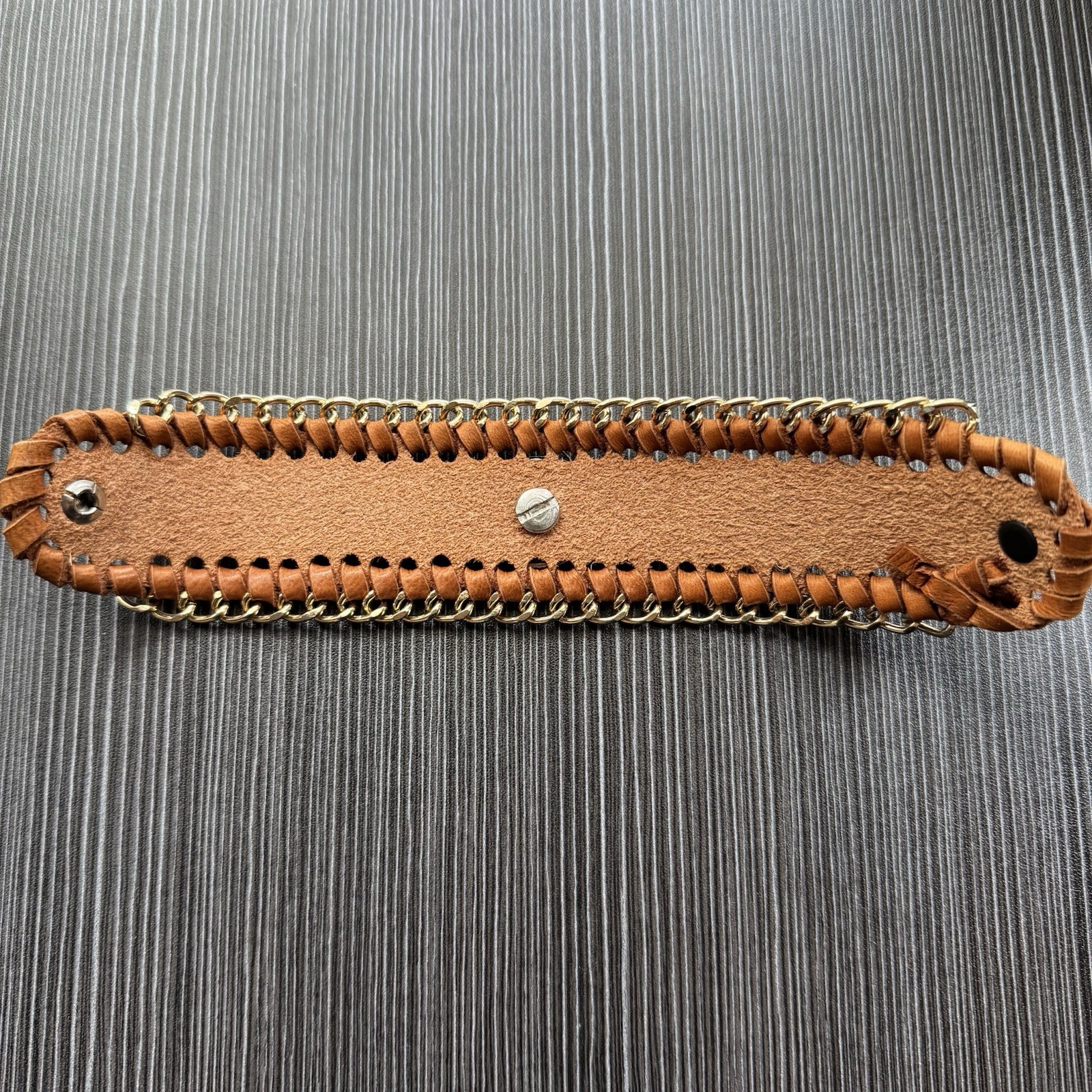 Lot of 2 Vegan Leather Cuff Bracelets Dark and Light Brown Snap Closure Boho