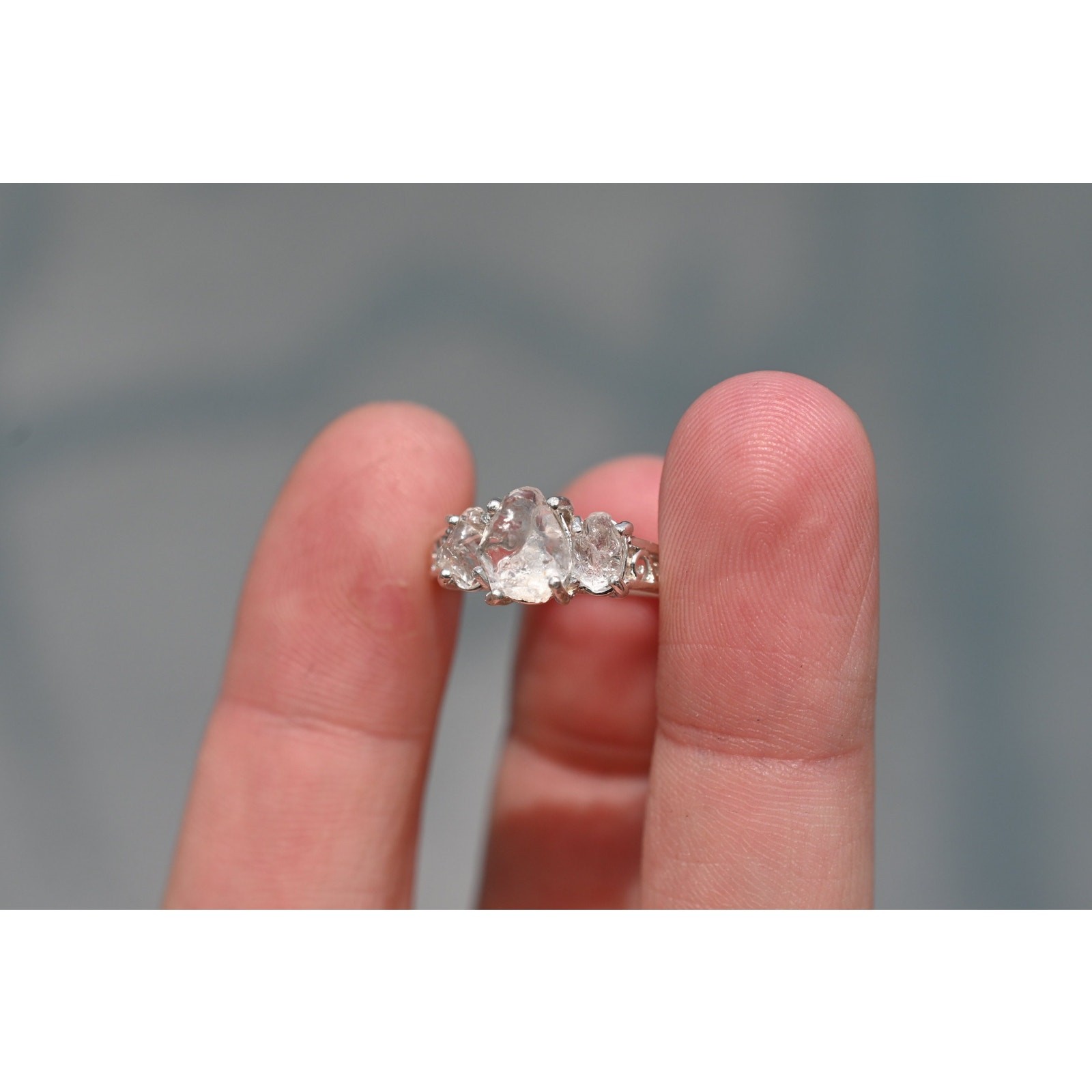 Raw Lake County Lake County diamond ring in oxidized sterling silver size 6
