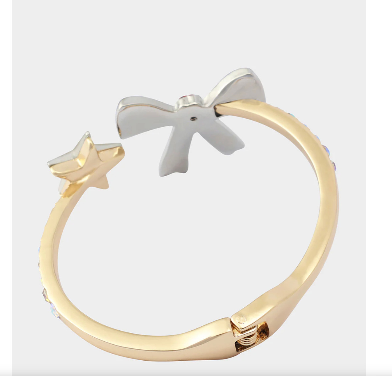 NWT BETSEY JOHNSON AMERICANA BOW HINGE BRACELET GOLD TONE
