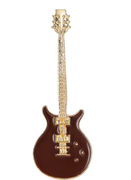 Enamel Electric Guitar Brooch Rock Music Instrument Pin Gold Musician Jewelry Gi