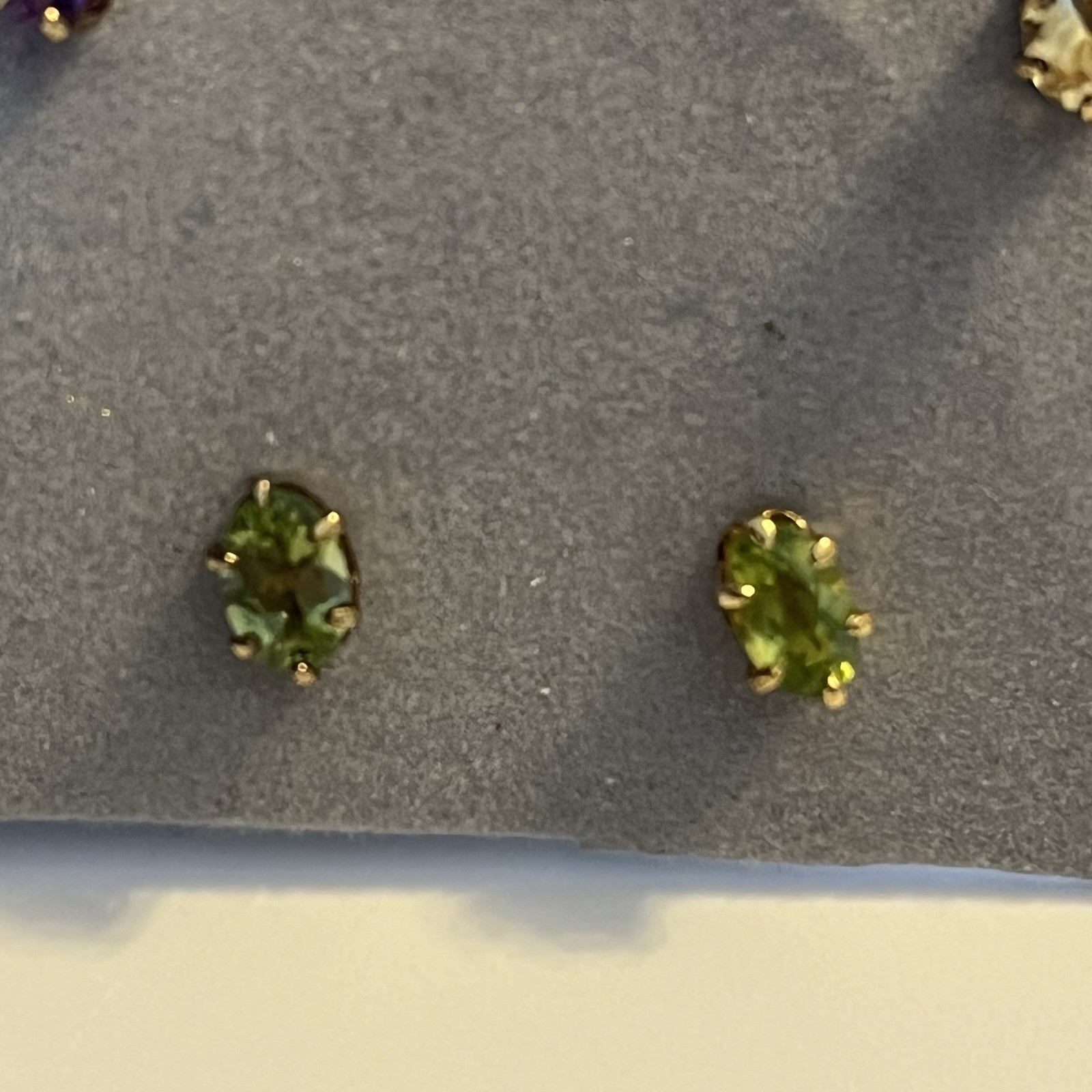 Gold Over Sterling Silver Gemstone Stud Earrings 3‑Pc Amethyst Citrine Peridot